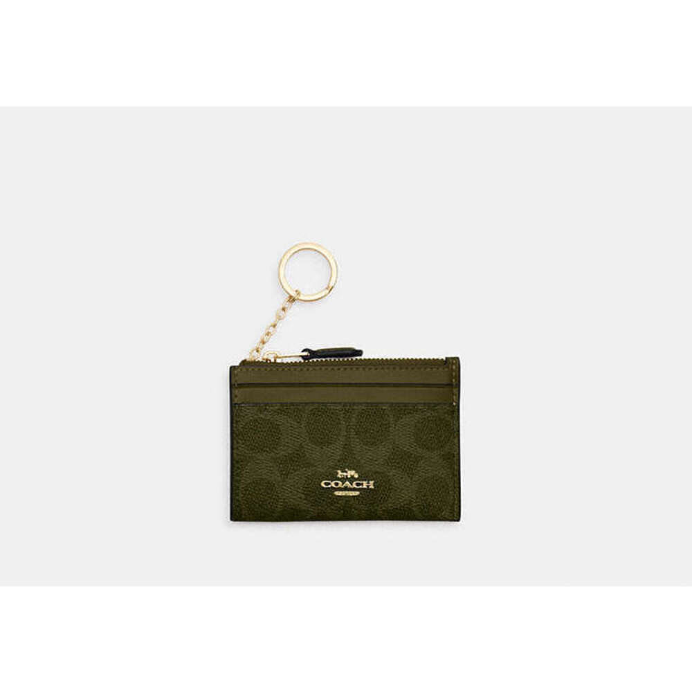 Coach Mini Skinny Id Case In Signature Canvas NWT Authentic